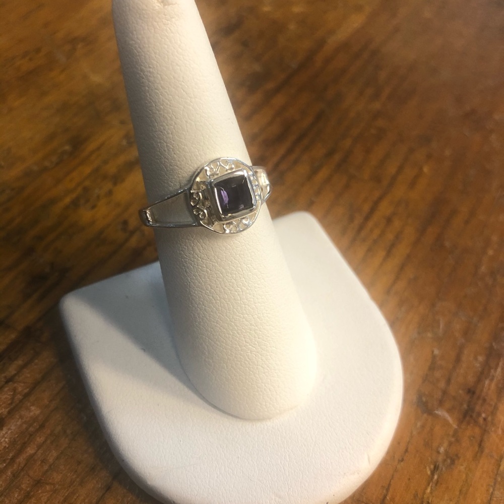 Delicate Iolite and silver ring